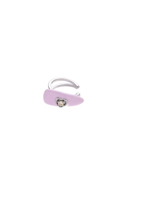 Light purple oil --Single Brass Enamel Geometric Cute Single Ear clip