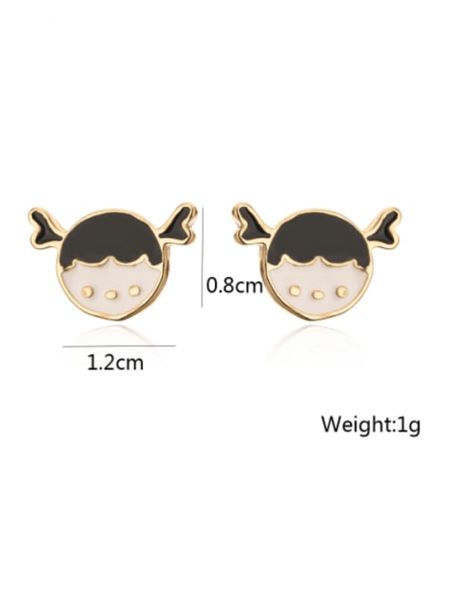 41346 Brass Cubic Zirconia Enamel Icon Cute Stud Earring