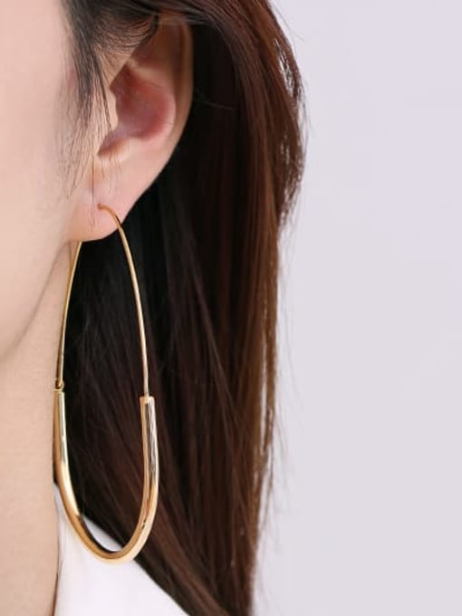 ACCA Brass Hollow Geometric Minimalist Hook Earring 1