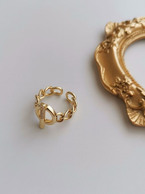 14K-gold Copper Cubic Zirconia Round Artisan Fashion Ring