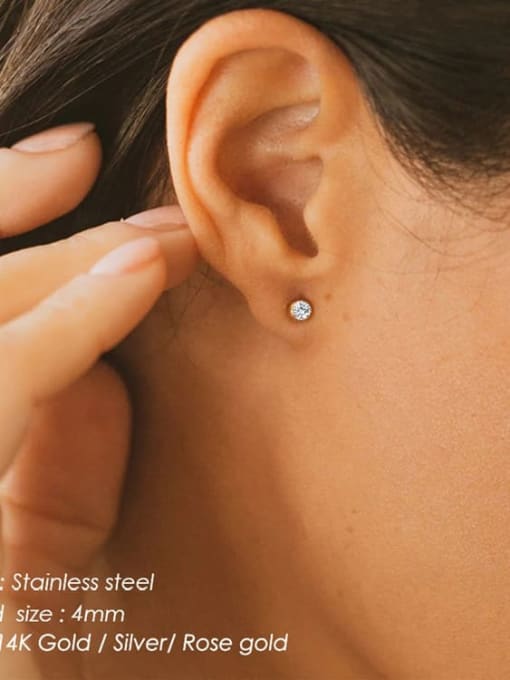 COLSW Stainless steel Birthstone Geometric Minimalist Stud Earring 2