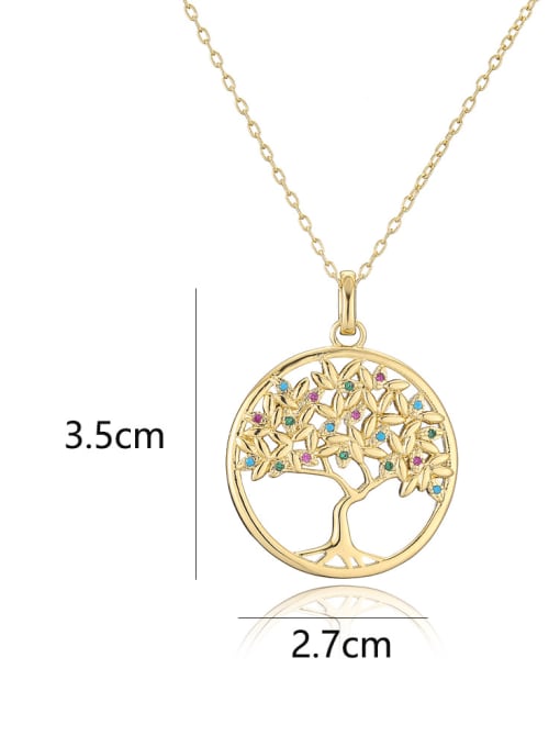 AOG Brass Rhinestone Tree Minimalist Necklace 1