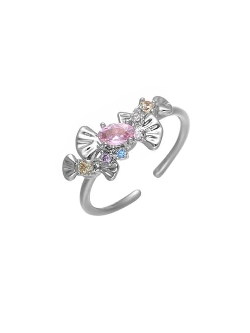 TINGS Brass Cubic Zirconia Flower Hip Hop Band Ring 3