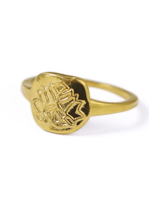 ACCA Brass Geometric Flower Vintage Band Ring 0