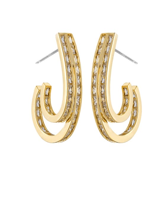 OUOU Brass Cubic Zirconia Geometric Minimalist Stud Earring