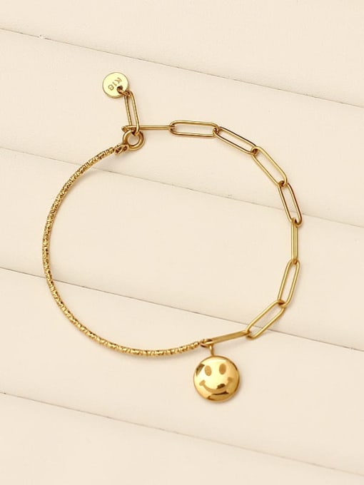 Round smiling face Stainless steel Hollow Geometric Vintage Link Bracelet