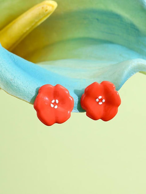 TINGS Alloy Enamel Flower Minimalist Stud Earring 3