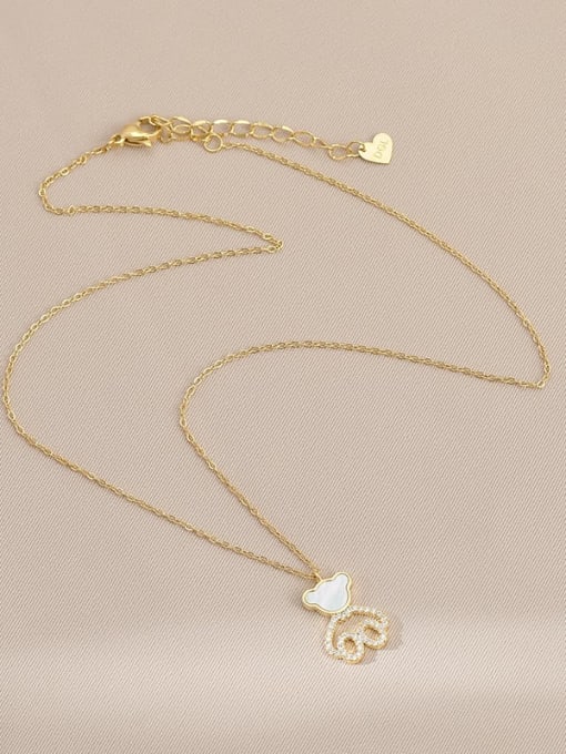 Gold XL62916 Brass Cubic Zirconia Bear Cute Necklace