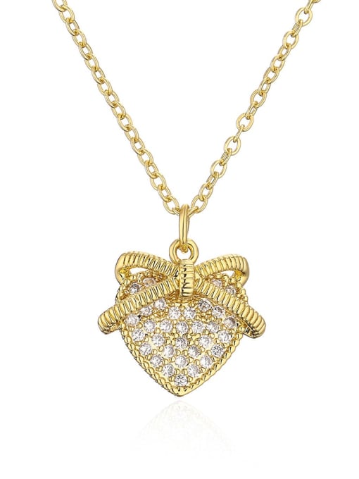 AOG Brass Cubic Zirconia Heart Minimalist Necklace