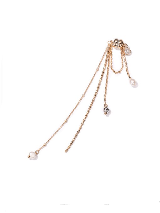 Sales of zircon pearl ear bone clip Brass Freshwater Pearl Tassel Minimalist Threader Earring(single)