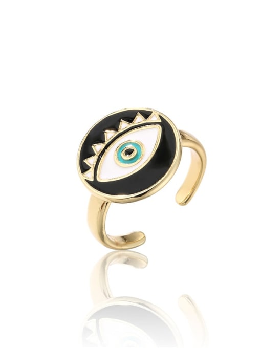 10978 Brass Enamel Evil Eye Minimalist Band Ring