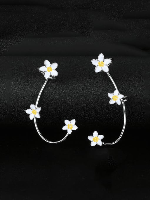 OUOU Brass Enamel Flower Minimalist Hook Earring 0