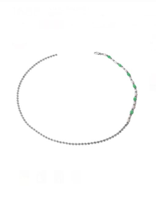 Steel color titanium steel necklace Brass Bead Geometric Hip Hop Beaded Necklace