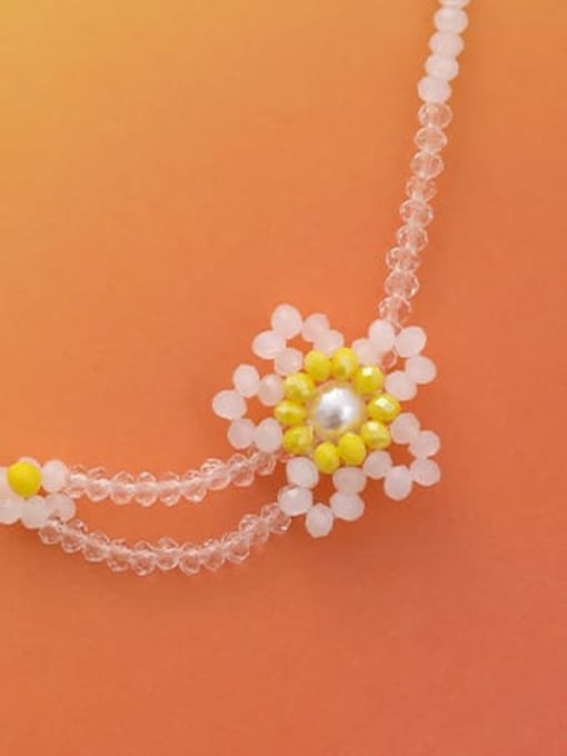 Five Color Titanium Steel Imitation Pearl Flower Bohemia Necklace 3