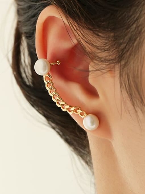Five Color Brass Imitation Pearl Geometric Vintage Single Earring (Only one) 1
