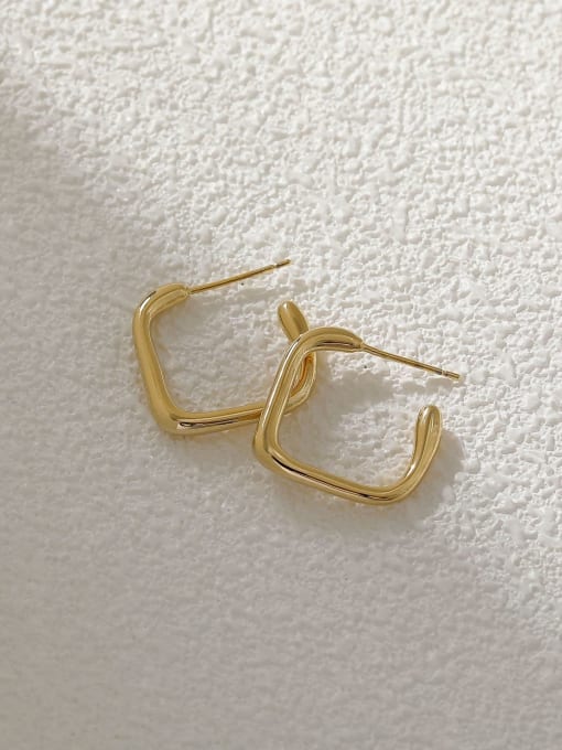 HYACINTH Brass Geometric Minimalist Huggie Earring 2