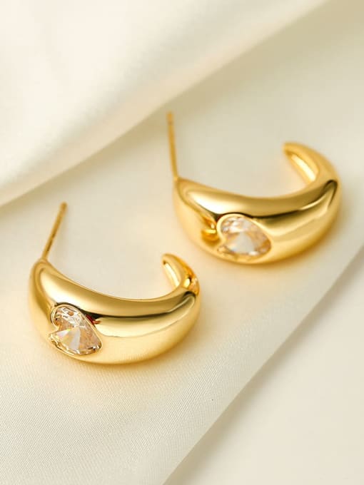 AOG Brass Rhinestone Geometric Minimalist Stud Earring 1