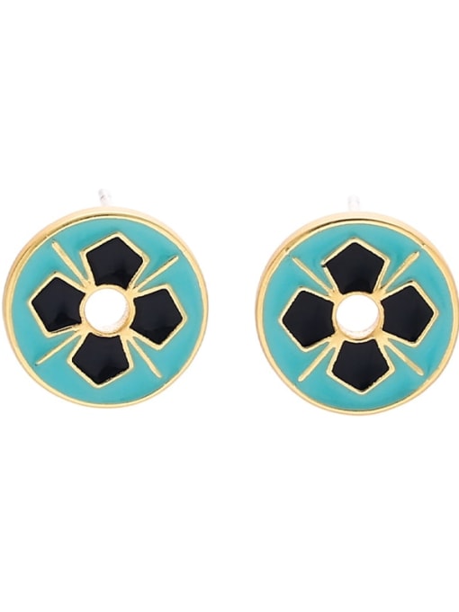 Style 6 Brass Enamel Geometric Ethnic Stud Earring