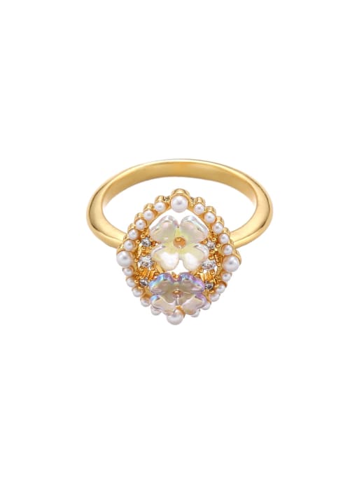 ACCA Brass Resin Flower Bohemia Band Ring 1