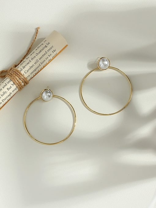 14K gold Copper Round Minimalist Stud Trend Korean Fashion Earring
