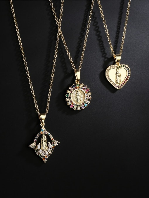 AOG Brass Cubic Zirconia Heart Trend Regligious Virgin mary Pendant Necklace 2