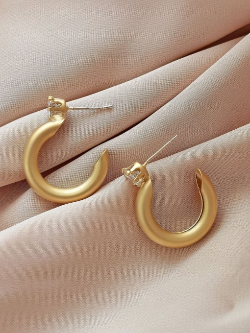 Dumb gold Brass Rhinestone Geometric Vintage Stud Earring