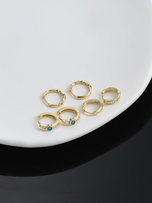 YOUH Brass Turquoise Geometric Dainty Stud Earring 1