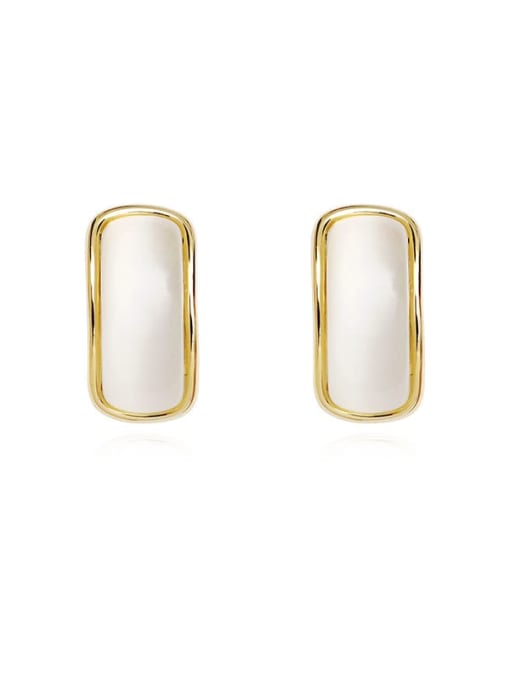 14k Gold Brass Cats Eye Geometric Minimalist Clip Earring