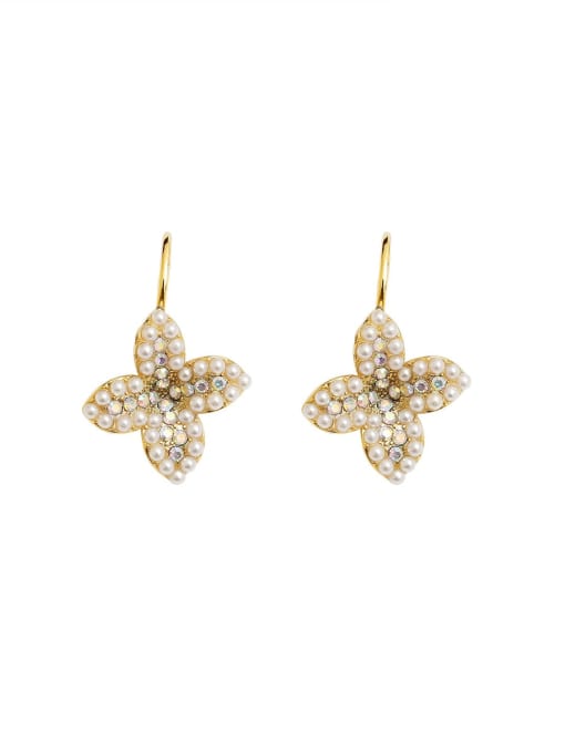 golden Brass Imitation Pearl Butterfly Vintage Huggie Trend Korean Fashion Earring