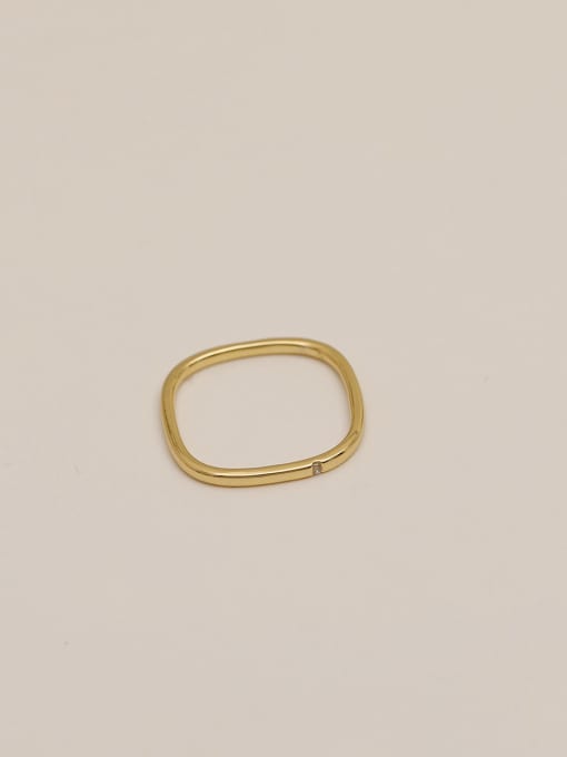HYACINTH Brass Rhinestone Geometric Minimalist Band Fashion Ring