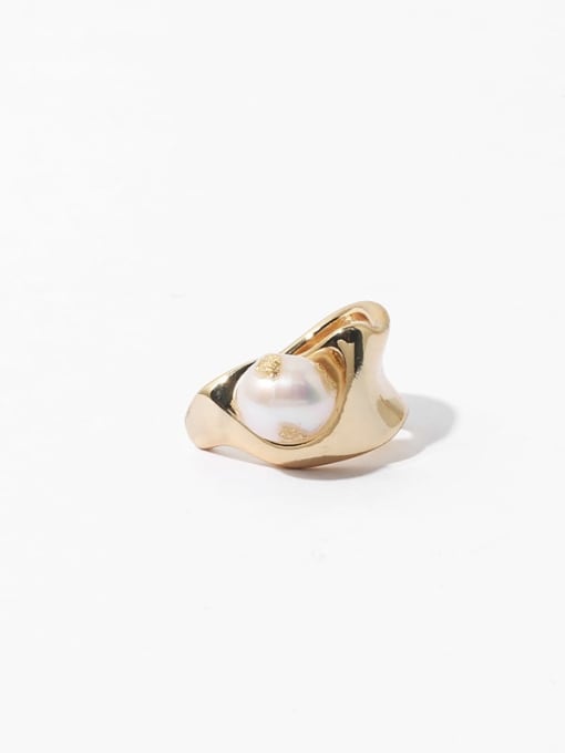 Gold (Single  -Only One) Brass Imitation Pearl Irregular Vintage Single Earring(Single  -Only One)