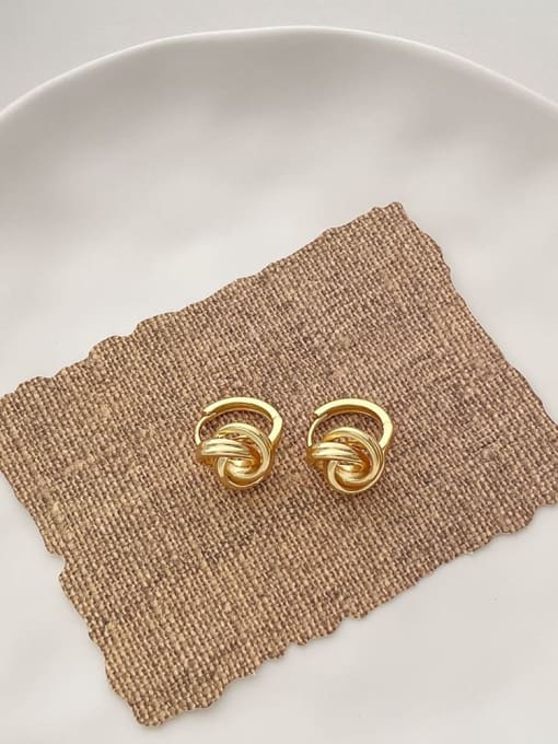 Gold Fried Dough Twists ear buckle Brass Irregular Minimalist Stud Earring