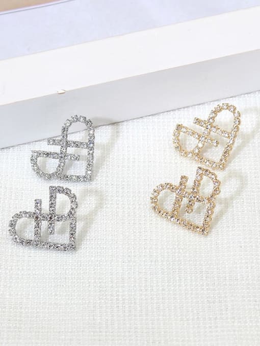 HYACINTH Copper Cubic Zirconia Heart Minimalist Stud Trend Korean Fashion Earring 2