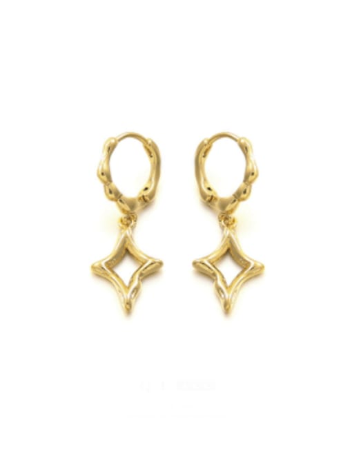 Gold diamond shaped ear buckle Brass Heart Minimalist Huggie Earring