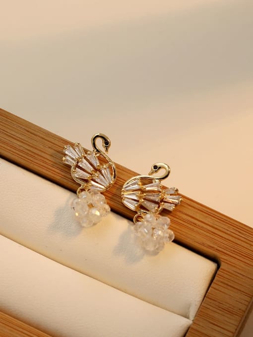 HYACINTH Copper Cubic Zirconia Swan Cute Stud Trend Korean Fashion Earring 3