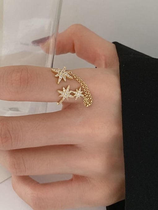 YOUH Brass Cubic Zirconia Star Dainty Band Ring 1