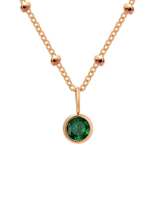 May Green Rose Gold Stainless steel Birthstone Geometric Minimalist Necklace