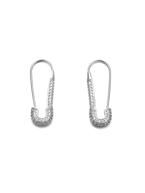 earrings Brass Cubic Zirconia Geometric Hip Hop Huggie Earring