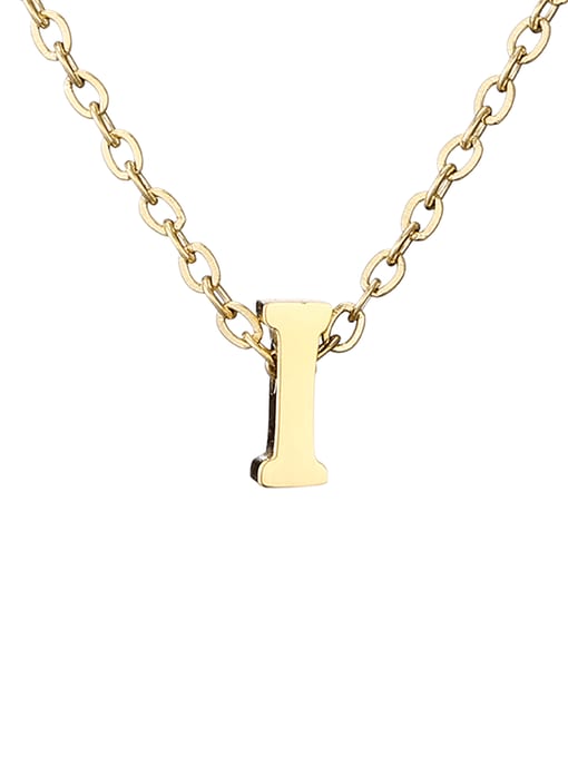 I 14K Gold Titanium Letter Minimalist Initials Pendant Necklace