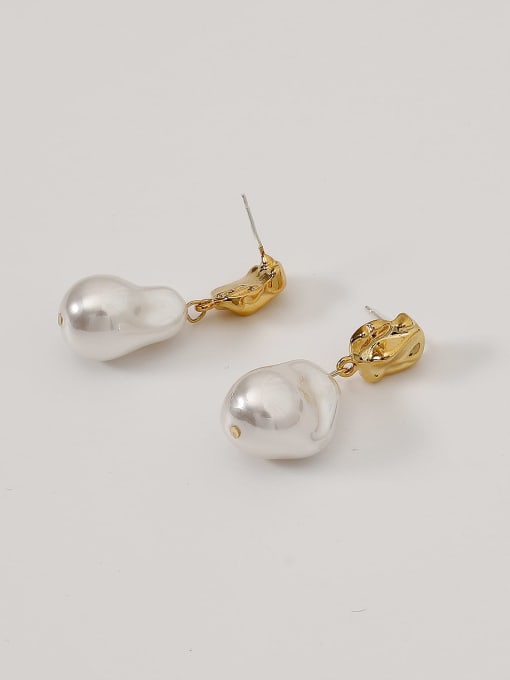 HYACINTH Brass Freshwater Pearl Geometric Minimalist Drop Trend Korean Fashion Earring 2