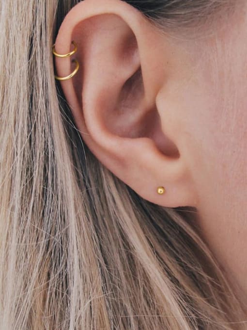 golden Stainless steel Ball Geometric Minimalist Combination  Stud Earring