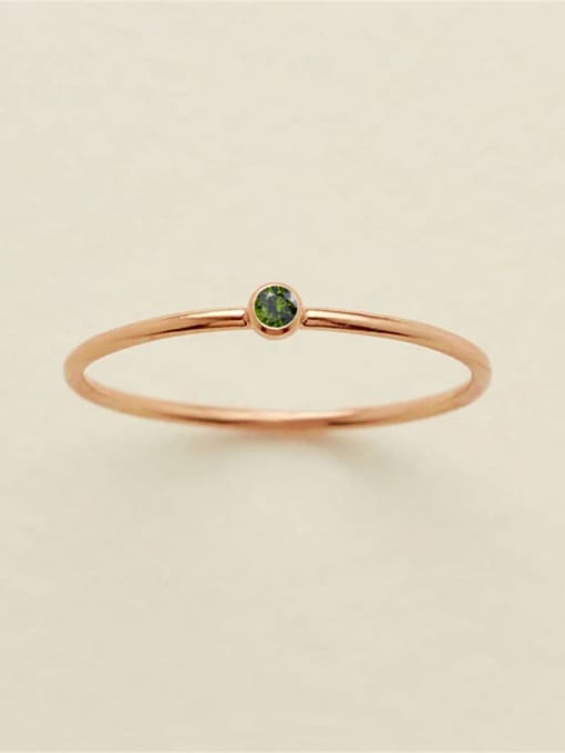 August Light Green Rose Gold Stainless steel Birthstone Geometric Minimalist Band Ring