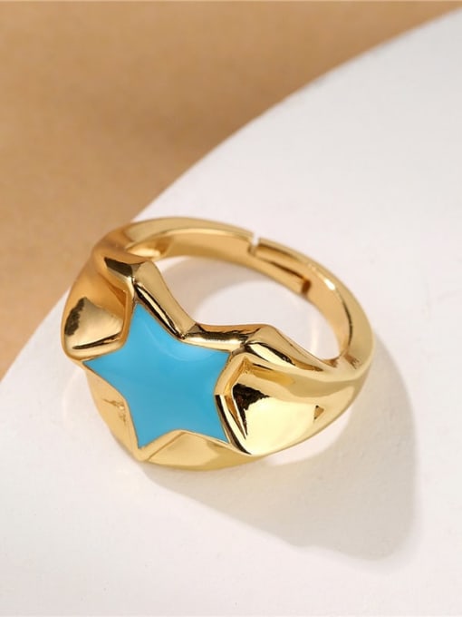 AOG Brass Enamel Five-Pointed Star Minimalist Band Ring 3