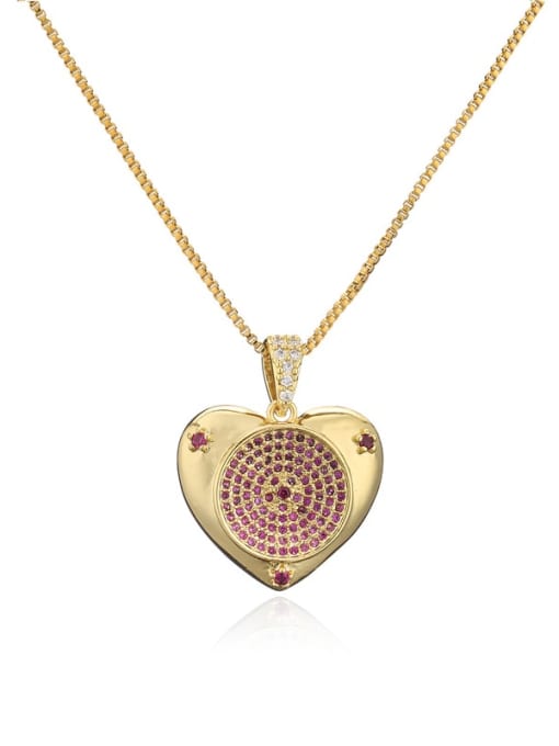20920 Brass Cubic Zirconia  Vintage Heart Pendant Necklace