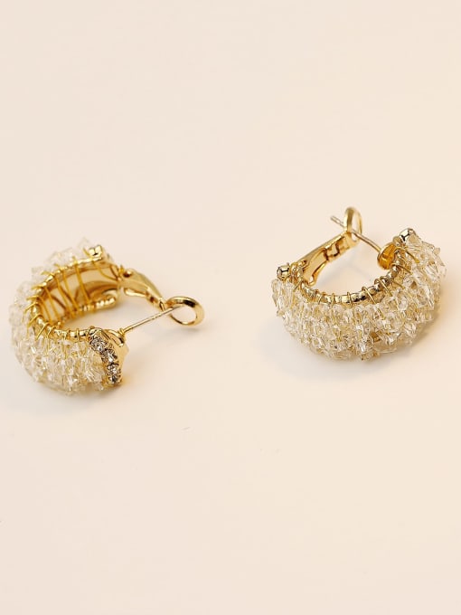 14k Gold Brass Imitation Crystal Geometric Ethnic Stud Trend Korean Fashion Earring