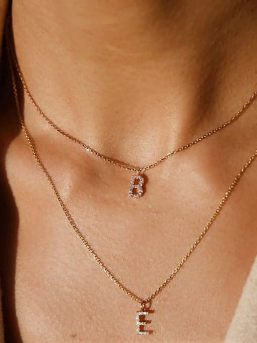 Desoto Stainless steel Cubic Zirconia Letter Minimalist Necklace 1