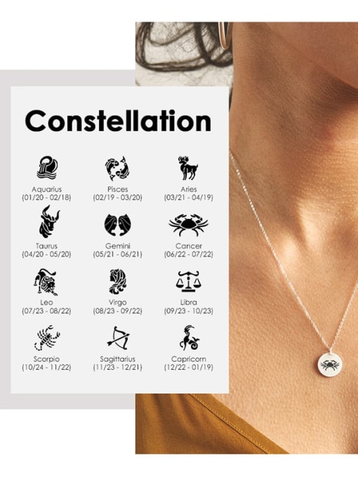 Desoto Stainless steel Constellation Minimalist Round Pendant Necklace 0