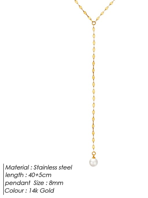 golden Titanium Steel Tassel Minimalist Lariat Necklace