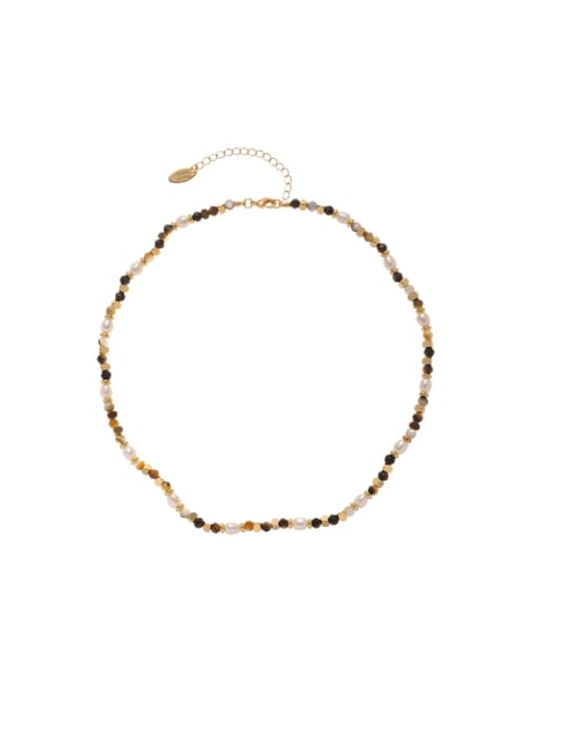 ACCA Brass Natural Stone Irregular Hip Hop Beaded Necklace