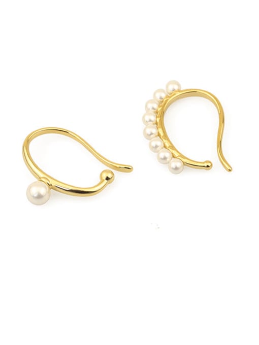 ACCA Brass Imitation Pearl Geometric Minimalist Clip Earring single 1